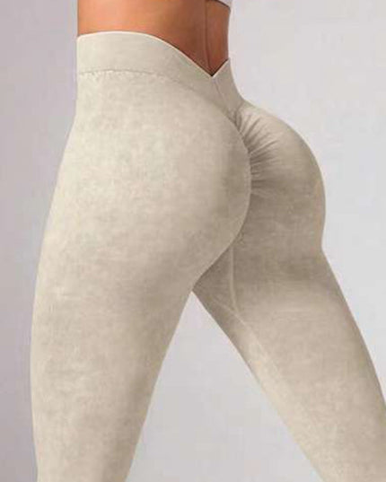 ZASUWA Female Denim Deep V Back Scrunch Bum Leggings