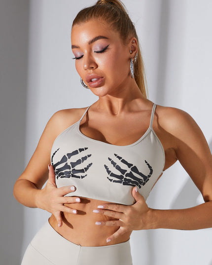 ZASUWA Female "Hand Bones" Print Cross Back Sports Bras