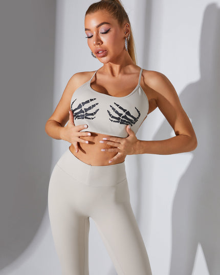 ZASUWA Female "Hand Bones" Print Cross Back Scrunch Bum Tracksuit