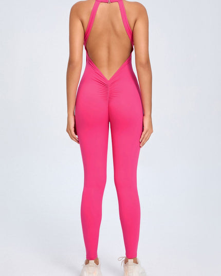 ZASUWA Female Sexy Backless Hollow Out V-shaped Waist Scrunch Bum Jumpsuit