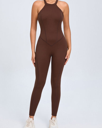 ZASUWA Female Sexy Backless Hollow Out V-shaped Waist Scrunch Bum Jumpsuit