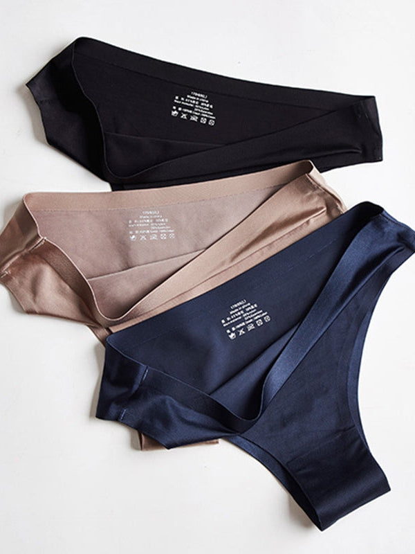 ZASUWA Female Solid Ice Silk Shorts Thong