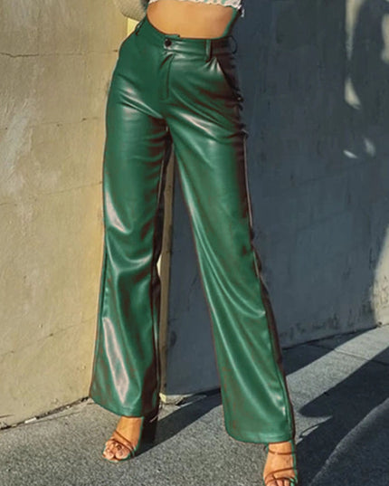 ZASUWA Female Fuax Leather Pocket Fashion Pants