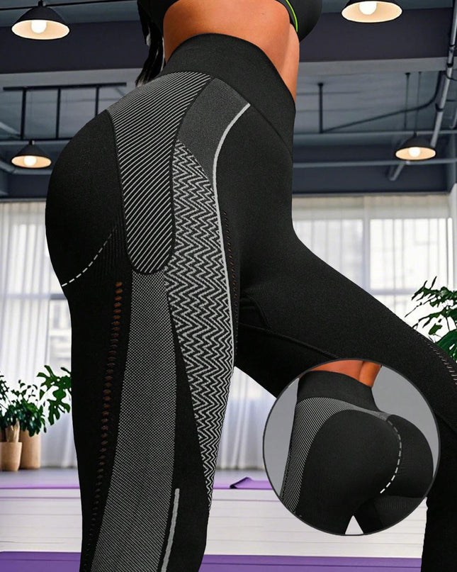 ZASUWA Female Elastic Tight Fishnet Contrast Color Print Leggings