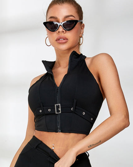 ZASUWA Female Zipper Button Fake Pocket Sassy Tracksuit