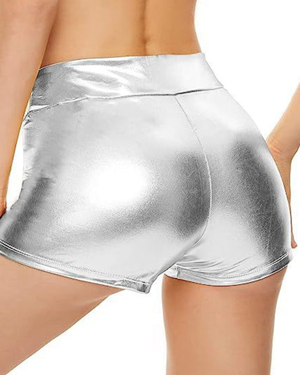 ZASUWA Female Glossy Faux Leather Gym Booty Shorts