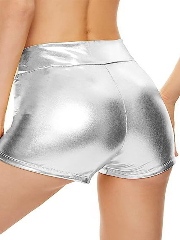 ZASUWA Female Glossy Faux Leather Gym Booty Shorts