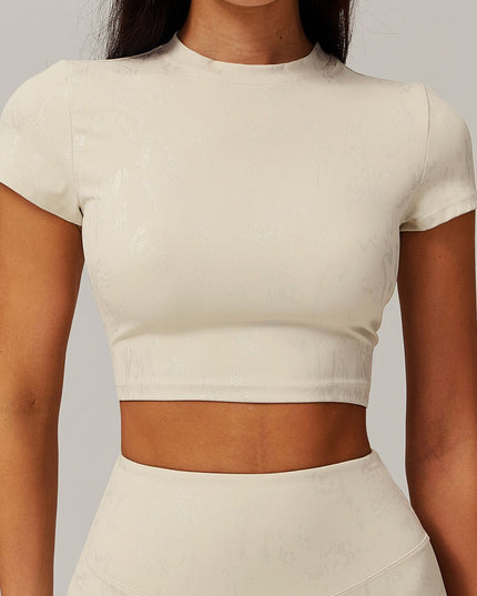 ZASUWA Female Hot Stamping Print Elastic Tight Quick Dry Short Sleeves