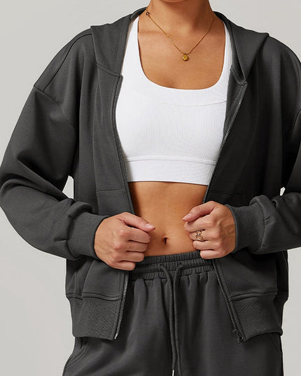 ZASUWA Female Pocket Zipper Casual Hoodie