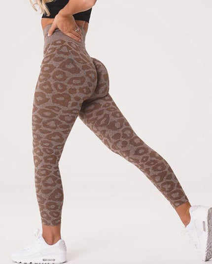 ZASUWA Female Leopard Print Scrunch Bum Seamless Leggings
