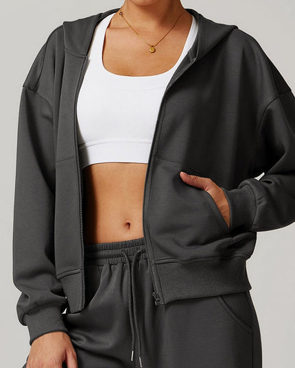 ZASUWA Female Pocket Zipper Casual Hoodie