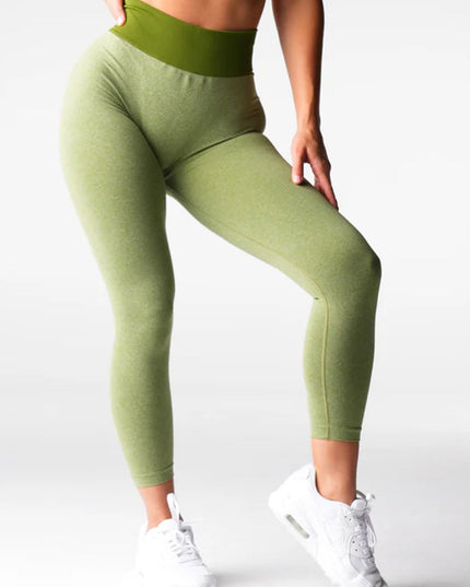 ZASUWA Female Corset Contrast Color Elastic Tight Quick Dry Hip-lift Leggings