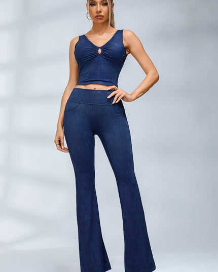 ZASUWA Female Faux Denim Quick Flare Tracksuit