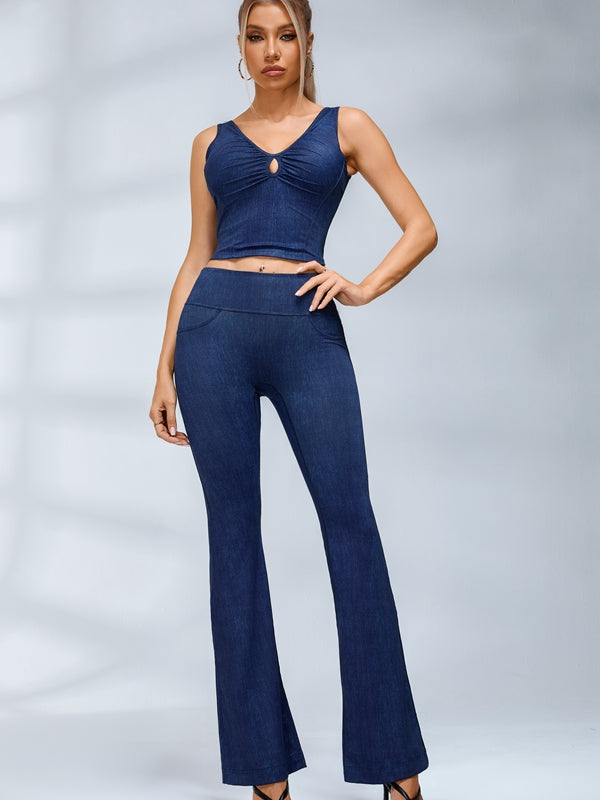 ZASUWA Female Faux Denim Quick Flare Tracksuit