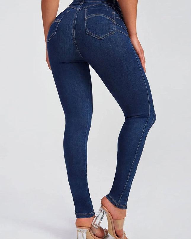 ZASUWA Female Sexy Denim Elastic Tight Pocket Cargo Leggings