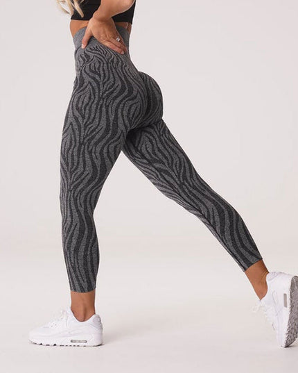 ZASUWA Female Zebra Print Scrunch Bum Seamless Leggings