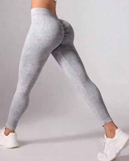 ZASUWA Female Denim Deep V Back Scrunch Bum Leggings