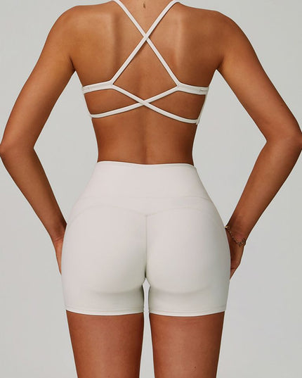 ZASUWA Female Cross Back V-neck with Chest Pads Quick Dry Push Up Design Short Tracksuit