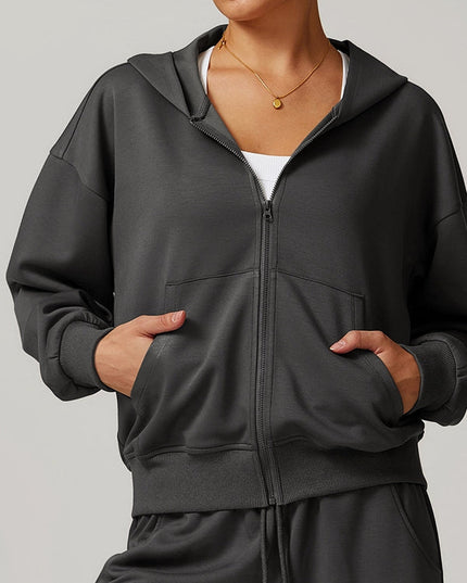 ZASUWA Female Pocket Zipper Casual Hoodie