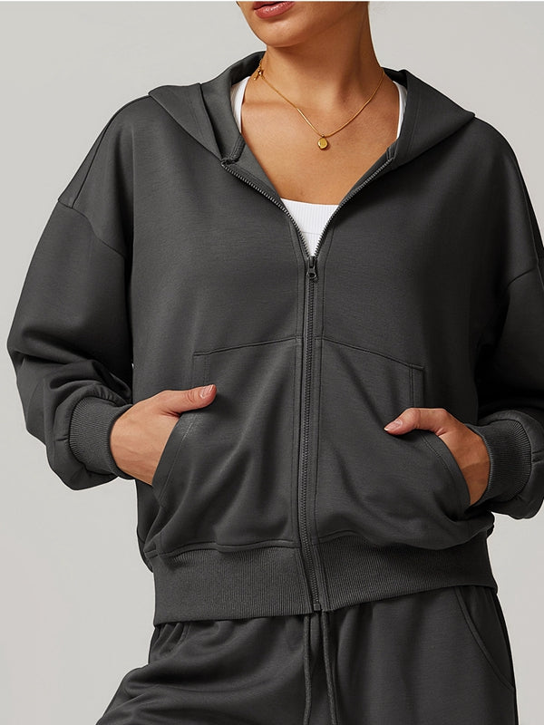 ZASUWA Female Pocket Zipper Casual Hoodie