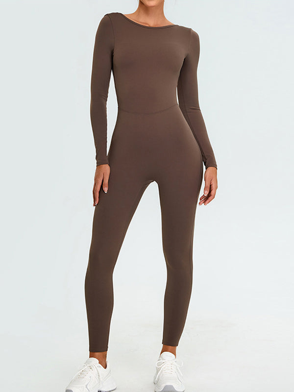 ZASUWA Female U collar Elastic Tight Seamless Quick-dry Jumpsuit