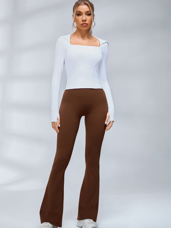 ZASUWA Female Solid Color Hollow Out Hooded Elastic Tight Long Sleeves