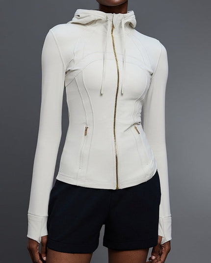 ZASUWA Female Pocket Zipper With Hat Jacket