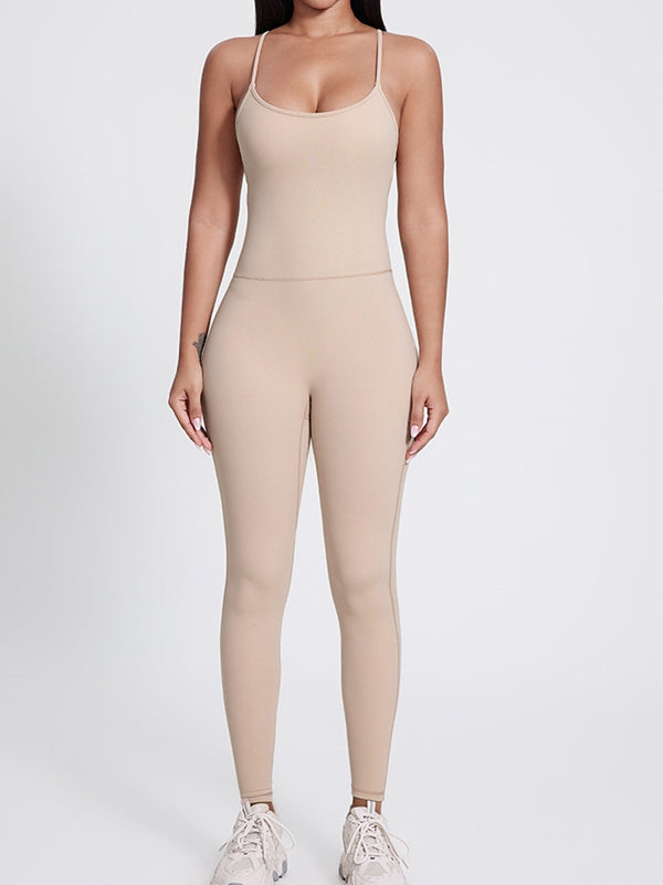 ZASUWA Female Sexy Big U Collar Backless Jumpsuit