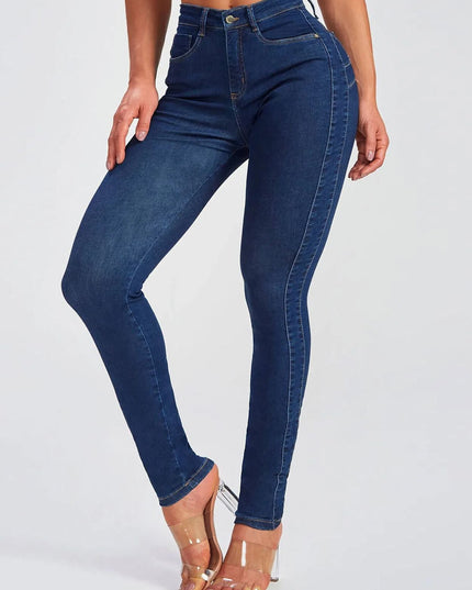 ZASUWA Female Sexy Denim Elastic Tight Pocket Cargo Leggings