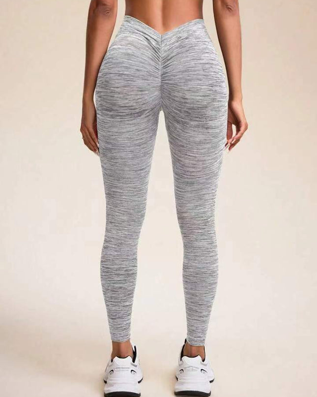 ZASUWA Female Deep V Back Scrunch Bum Seamless Leggings