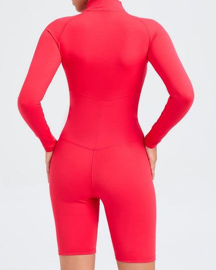 ZASUWA Female Zipper Stand Collar Long-Sleeved Jumpsuit