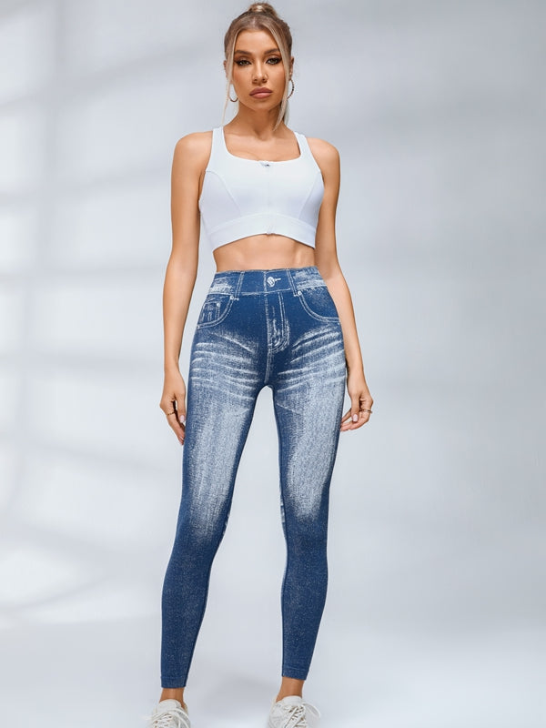 ZASUWA Female Deep V Back Denim Scrunch Bum Zipper High-support Tracksuit