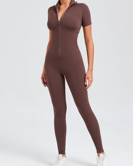 ZASUWA Female Zipper Stand Collar Jumpsuit