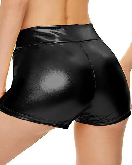 ZASUWA Female Glossy Faux Leather Gym Booty Shorts