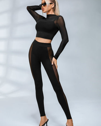 ZASUWA Female Sexy Sheer Mesh Long Sleeves