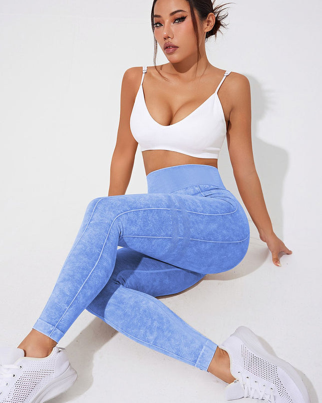 ZASUWA Female Denim Elastic Tight Hip-lift Quick Dry Leggings