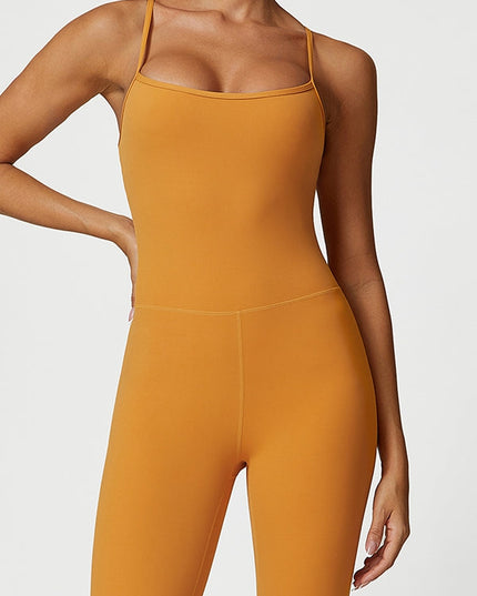 ZASUWA Female U Collar Flare Jumpsuits