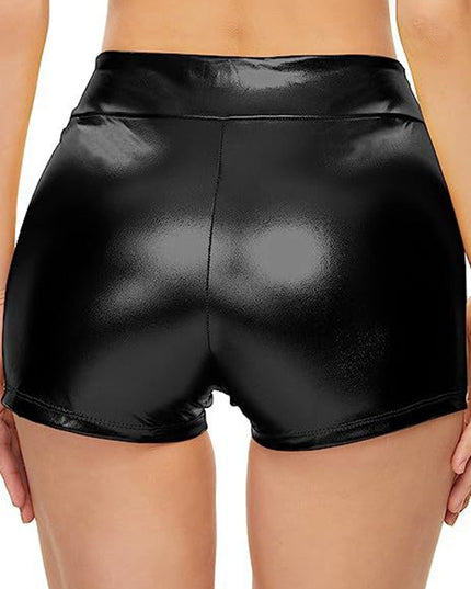 ZASUWA Female Glossy Faux Leather Gym Booty Shorts
