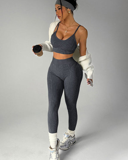 ZASUWA Female V-shaped Waist Ribbed Push Up Design Scrunch Bum Hip-lift Tracksuit