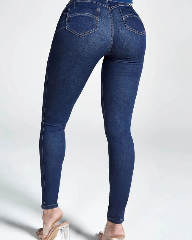 ZASUWA Female Sexy Denim Elastic Tight Pocket Cargo Leggings