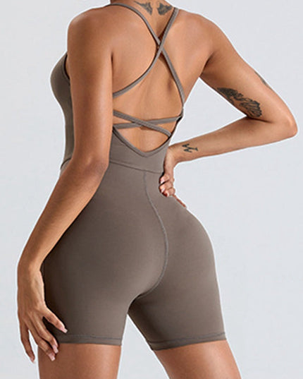 ZASUWA Female Sexy Cross Back Hip-lift Romper