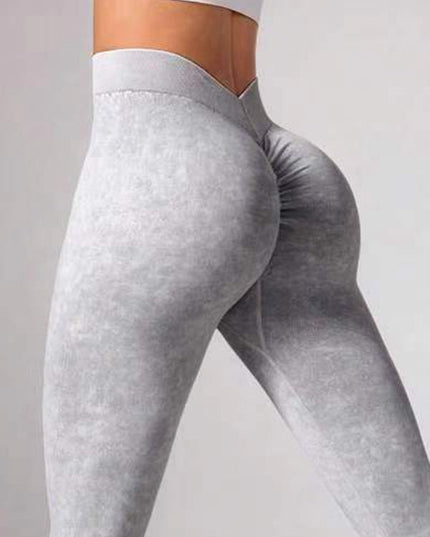 ZASUWA Female Denim Deep V Back Scrunch Bum Leggings