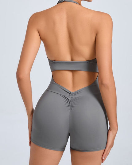 ZASUWA Female Front Folds Backless Pocket Romper