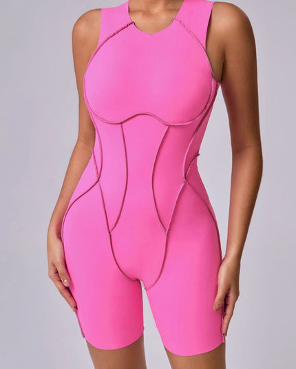 ZASUWA Female Hollow Out Backless Contrast Color Stripes Romper