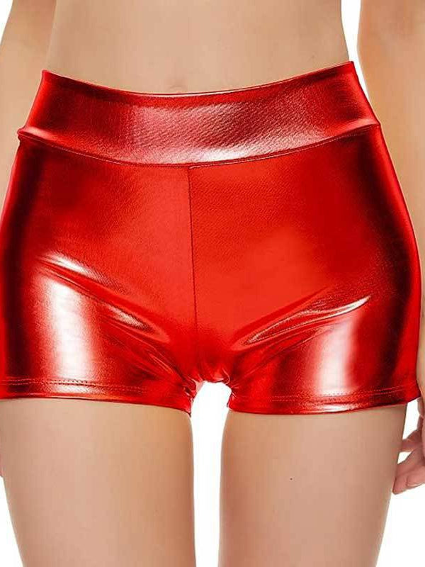 ZASUWA Female Glossy Faux Leather Gym Booty Shorts