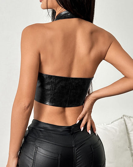 ZASUWA Female Faux Leather Corset Sports Bras
