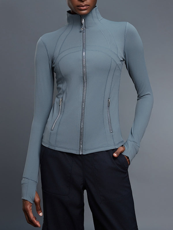 ZASUWA Female Sexy Zipper Pocket Thumbhole Jacket