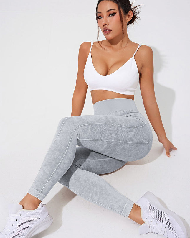 ZASUWA Female Denim Elastic Tight Hip-lift Quick Dry Leggings