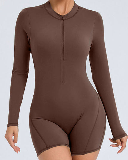 ZASUWA Female Zipper Backless Scrunch Bum With Pads Romper