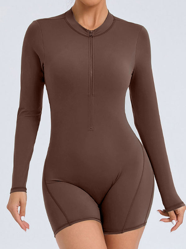 ZASUWA Female Zipper Backless Scrunch Bum With Pads Romper